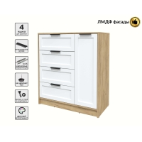 Тумба Тренд КТ-Т90 (Дуб золотой ЛДСП/ Белый ЛМДФ) Ш900 В1020 Г451